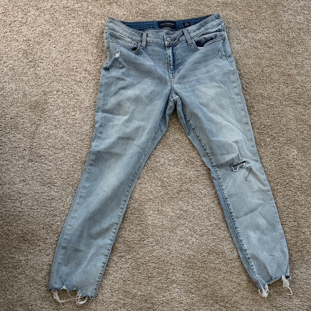 Lucky Brand Women's Distressed Light Blue Skinny Jeans